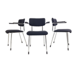 3 Gispen 1235 Stoelen Nieuw Gestoffeerd Zwarte Ploegstof Wol thumbnail 1