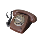 Vintage Telefoon Met Draaischijf T65 Deluxe Bruin Mocca thumbnail 1