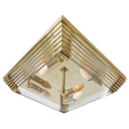 Mid-century Vierkante Kroonluchter Glas Messing Hollywood Regency 1970’s thumbnail 1