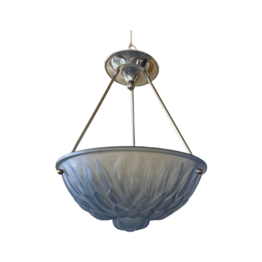 Art Deco 1930 Blauwe Lamp Schaallamp Model Artisjok Frans 1