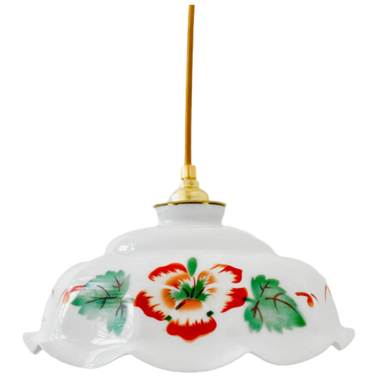 Artdeco Hanglamp Wit Opaline Bloem 1930’s 1
