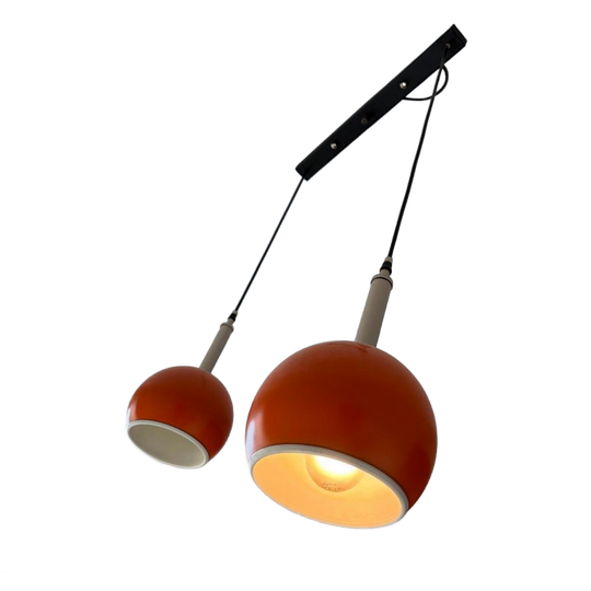 Vintage Oranje Eye Ball Luster / Hanglamp Met 2 Lichtpunten 1