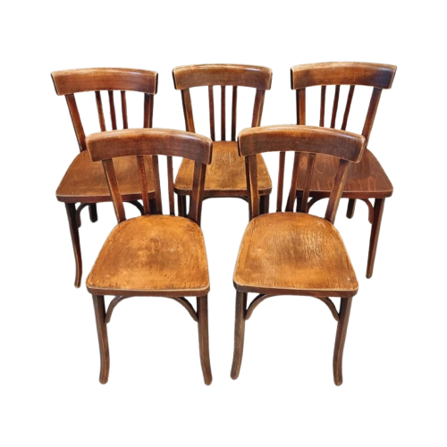 Set Oude Cafestoelen Bistrostoelen Baumann 50S