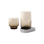 Chromen Houder Met 2 Formaat Rookglas Drinkglas Voor Je Tandenborstel In De Badkamer. thumbnail 1