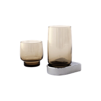 Chromen Houder Met 2 Formaat Rookglas Drinkglas Voor Je Tandenborstel In De Badkamer.