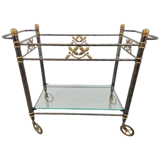 Vintage Regency Messing Metaal Bar Cart Drank Trolley Goud 1