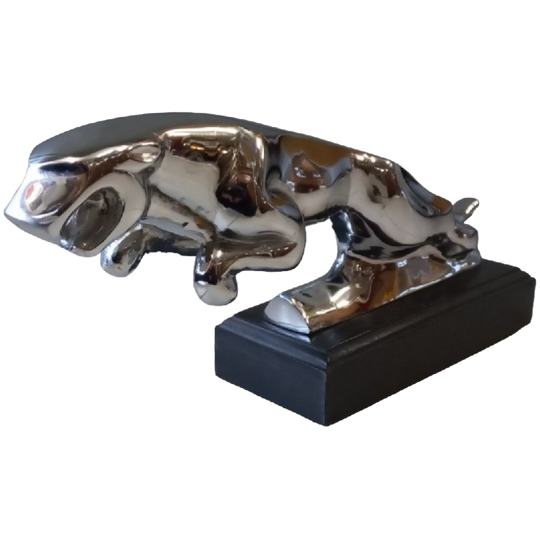 Jaguar Mascotte In Verchroomd Brons. 1