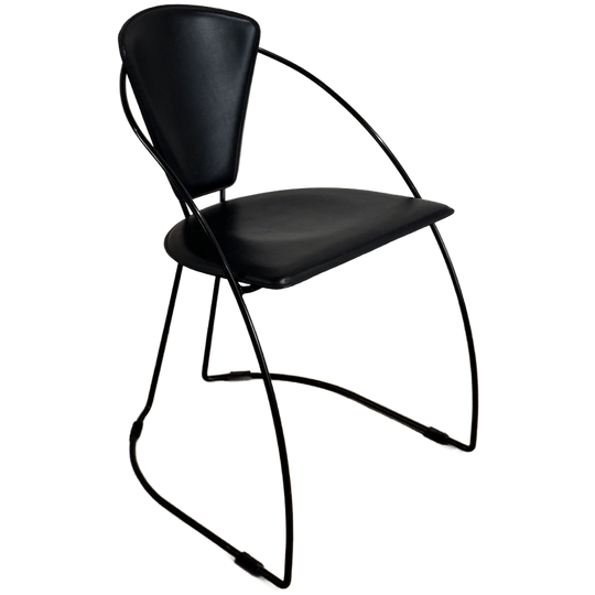 Set Of 6 Modern Italian Black Metal & Leather Chairs, 1980s 1