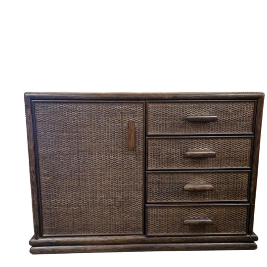 Vintage Dressoir Bamboe Kast Boho Wandkast Dressoirtje 1