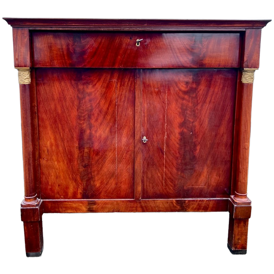 Antiek Mahonie Kastje Met 2 Deuren, Lade En Binnenplank, 87 Cm Breed 1