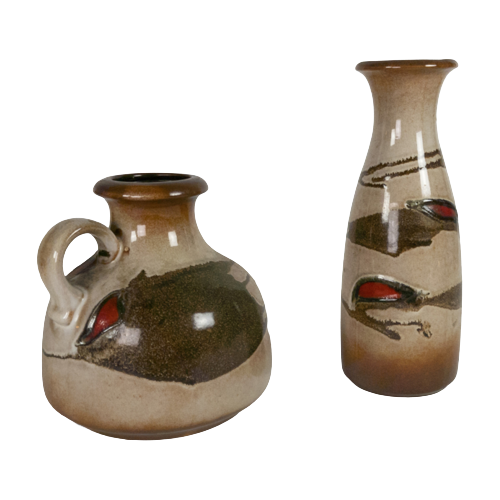 Scheurich Keramik West Germany - 2 Vazen - Model 293-30/493-21 - Fat Lava - 70'S