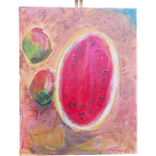 Origineel Schilderij Impressionistisch Met Watermeloen Met Ophangsysteem.. thumbnail 1
