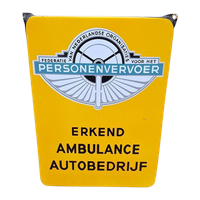 Emaille Reclamebord F.N.O.P. Erkend Ambulance Autobedrijf🚘
