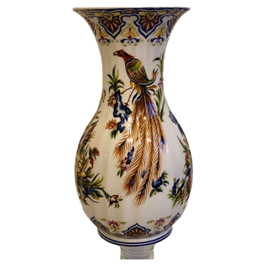 Italiaanse Vaas Met Paradijsvogel En Florale Decoratie 1
