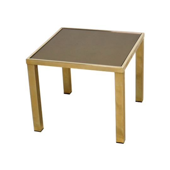 Belgo Chrom Dewulf Bijzettafel Plantentafel 23 Karaat Goud Rookglas Design 1