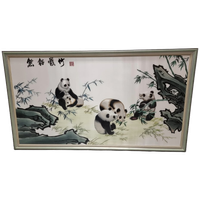 Vintage Chinees Borduurwerk Met Panda'S