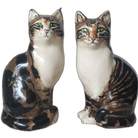 2 Vintage Katten Beelden Studio Six Seneshall Fullham Gesigneerd