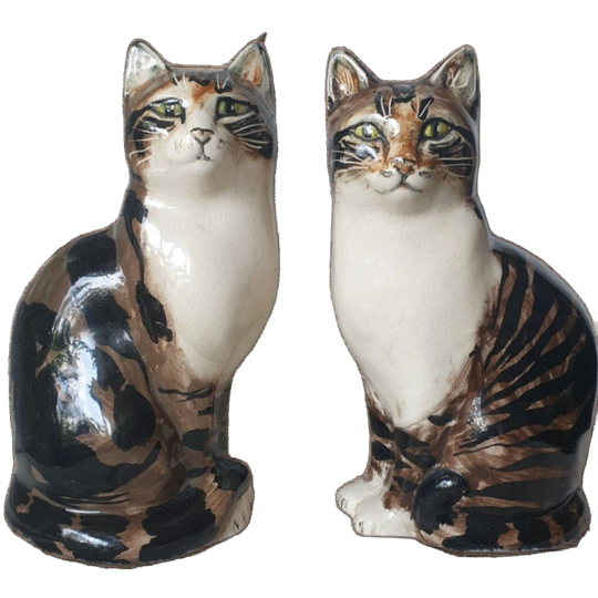 2 Vintage Katten Beelden Studio Six Seneshall Fullham Gesigneerd 1