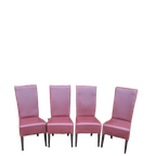 Bordeaux Rode Leren Stoelen Met Houten Poten Set Van 4 thumbnail 1