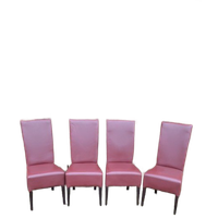 Bordeaux Rode Leren Stoelen Met Houten Poten Set Van 4