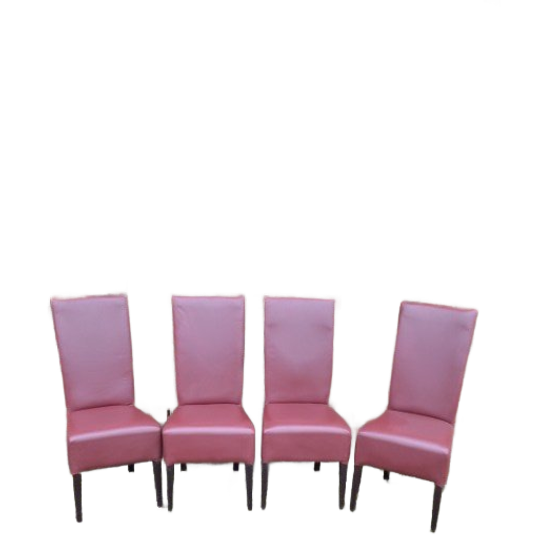 Bordeaux Rode Leren Stoelen Met Houten Poten Set Van 4 1