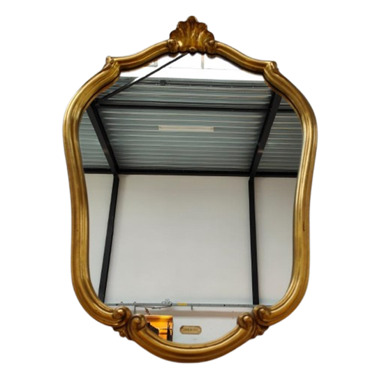 Vintage Goudkleurige Rococo Deknudt Kuifspiegel Spiegel Schouwspiegel 104 1