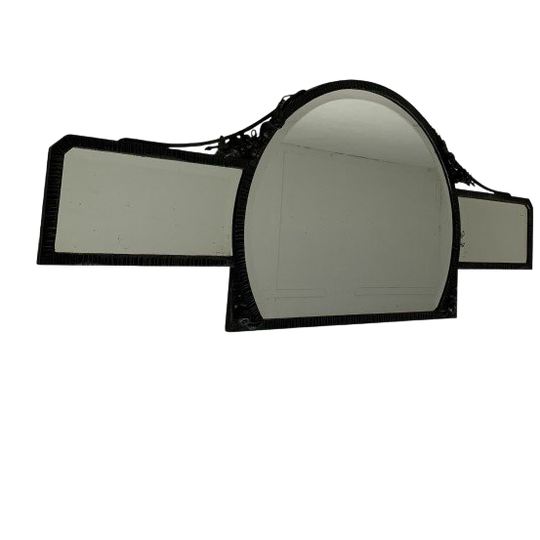 Art Deco Spiegel Met Facet Geslepen Glas In Een Stalen Frame, Jaren 30 1