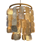 Capiz Hanglamp Vintage Schelpen Opaline Parelmoer Bamboe Frame thumbnail 1