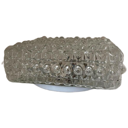 Vintage Plafonnière Van Dik Glas Met Bolstructuur 1