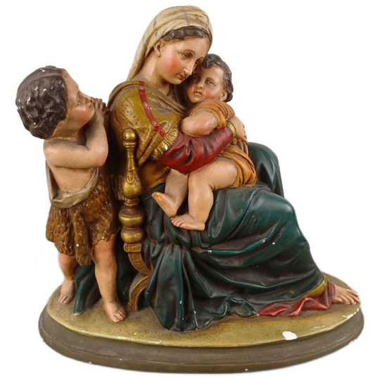 Gipsen Beeld Maria Met Jezus & Johannes 1