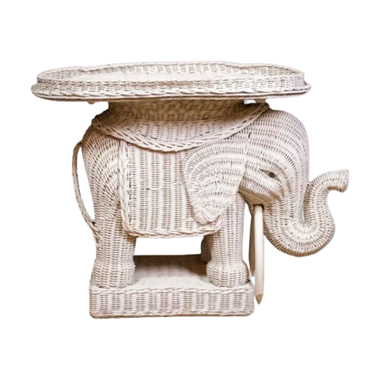 Wicker Elephant Sidetable 1