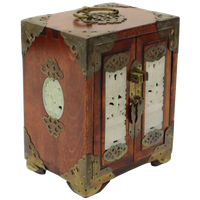Chinese Juwelenkist Met Lades Sierraden Doos Jade Palissander Messing