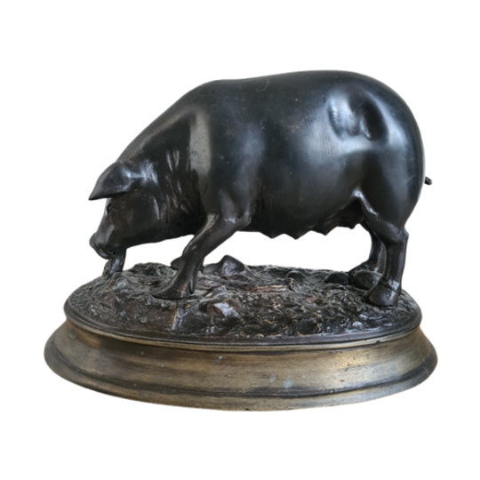 Bronzen Beeld Van Een Zeug Op Zoek Naar Truffels - E. Delabriere (1829-1912) 1