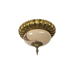 Vintage - Hanglamp - Plafonniere- Verguld - Art Deco - Gesatineerd Glas - 1970'S thumbnail 1