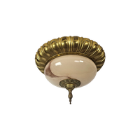 Vintage - Hanglamp - Plafonniere- Verguld - Art Deco - Gesatineerd Glas - 1970'S