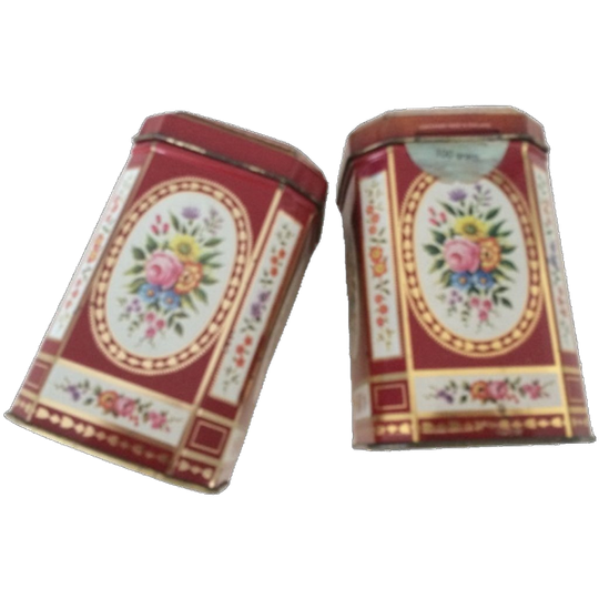 2 X Vintage Blikken Met Mooie Bloemen Design 1
