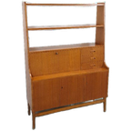Teak Fineer Kast Uit Zweden Met Klep En Lades thumbnail 1