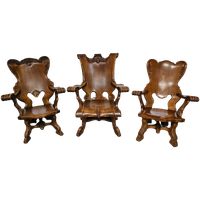 3 X Large Oak Claw Armchairs 1960S 70 X 70 X 90 Cm