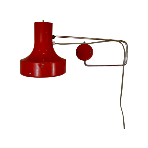 Vintage Rode Wand Lamp Josef Hurka