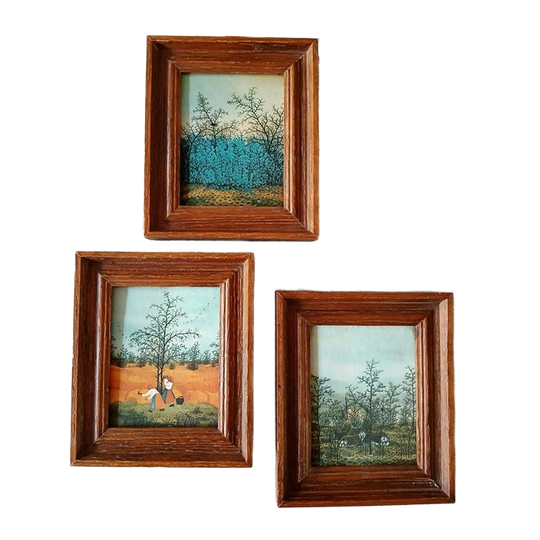 Vintage Zijde Schilderijtjes Natuur 1