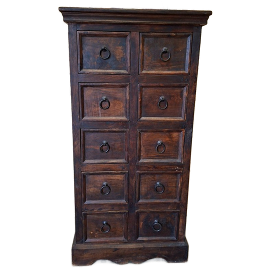 Antiek Koloniaal Ladenkast, Apothekerskast, Archiefkast Afm. 57x31cm En 1113cm Hoog. 1