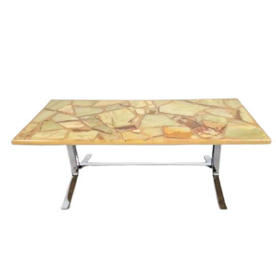 Vintage Salontafel Marmer Onyx Hars Mid Chroom Century ´60 1