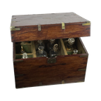 Military Campaign - 19Th C Fine English Liquor Cabinet - With Original Bottles - Very Rare! thumbnail 1