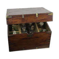 Military Campaign - 19Th C Fine English Liquor Cabinet - With Original Bottles - Very Rare!