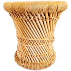 Vintage Bamboe Krukje Rotan Kruk Plantentafel Jaren 70 thumbnail 1