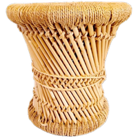 Vintage Bamboe Krukje Rotan Kruk Plantentafel Jaren 70