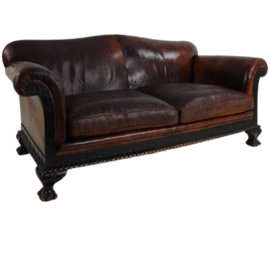 Early 20th Century Country House Camelback Club Sofa 1