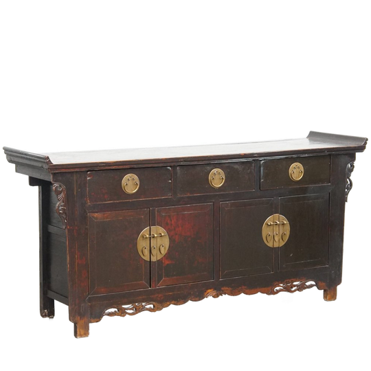 Antiek Houten Chinees Dressoir/ Altaar In Een Warme Donkere Kleur En Mooie Details 1