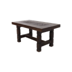 Artisan Handcarved Solid Tropical Wooden Dining Table 1920S thumbnail 1