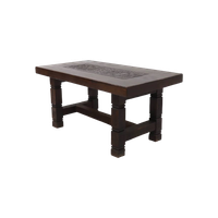 Artisan Handcarved Solid Tropical Wooden Dining Table 1920S